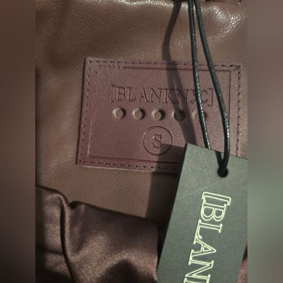 NWT Blank NYC Faux Leather Cropped Moto Jacket in Plum Size Small - Picture 7 of 14